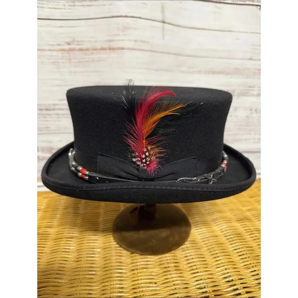 Jaxon Hats Deadman Hat with Beaded Buffalo Nickel Band Black Small